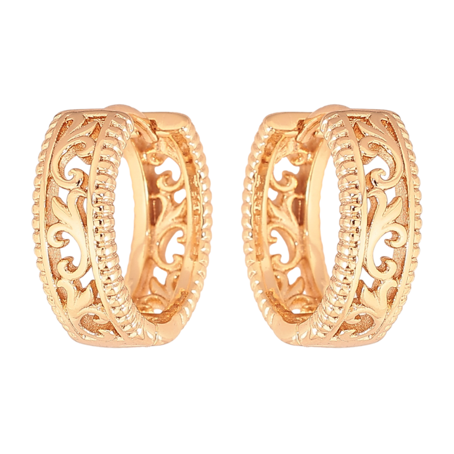 Сережки Xuping колір Позолота 18К колечка "Вензельний візерунок" фото №1