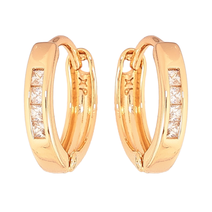 Серьги Xuping цвет Позолота 18К колечки "Дорожки кристаллов" фото №7