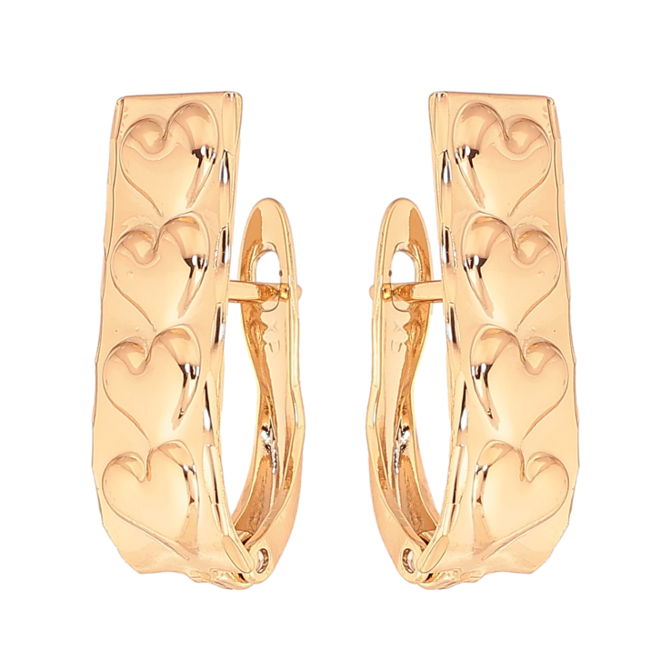 Серьги Xuping цвет Позолота 18К английський замок "Узор сердечки" фото №11