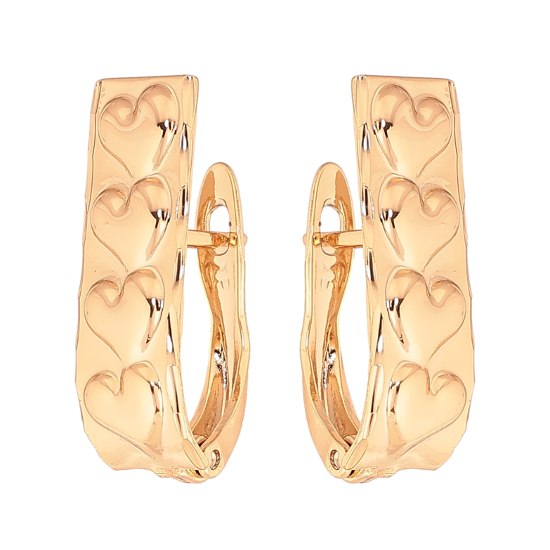 Серьги Xuping цвет Позолота 18К английський замок "Узор сердечки" фото №5