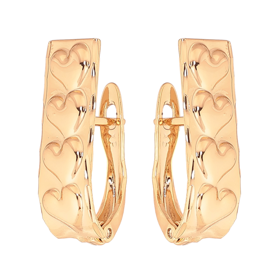 Серьги Xuping цвет Позолота 18К английський замок "Узор сердечки" фото №1