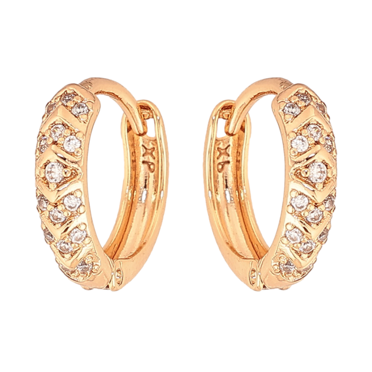 Сережки Xuping колір Позолота 18К колечка "Візерунок з кристалами" фото №10