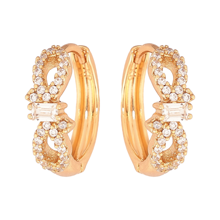 Серьги Xuping цвет Позолота 18К колечки "Узор с кристаллами" фото №13