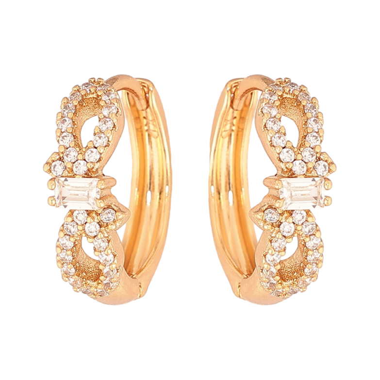 Сережки Xuping колір Позолота 18К колечка "Візерунок з кристалами" фото №1