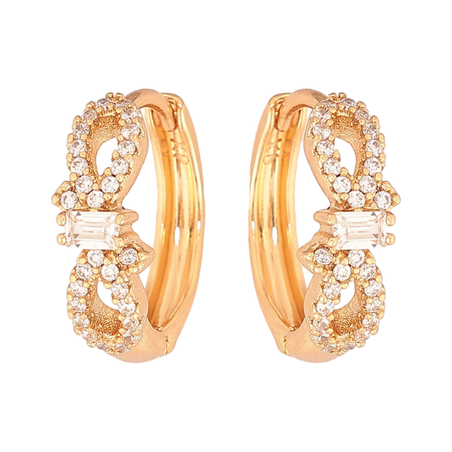 Серьги Xuping цвет Позолота 18К колечки "Узор с кристаллами" фото №1