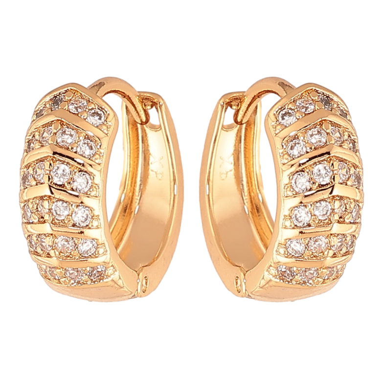 Сережки Xuping колір Позолота 18K колечка "Інкрустація кристалами" фото №1