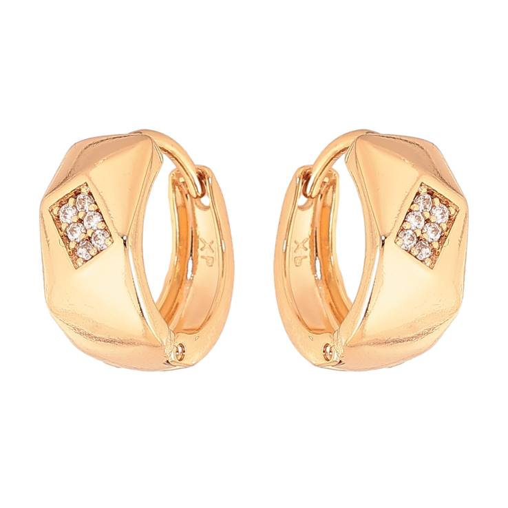 Сережки Xuping колір Позолота 18К колечка "Візерунок з кристалами" фото №3