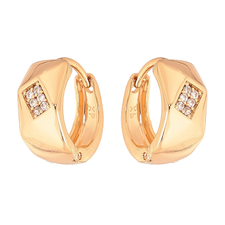 Серьги Xuping цвет Позолота 18К колечки "Узор с кристаллами" фото №1