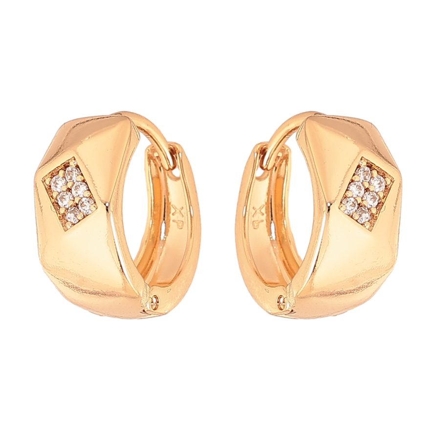 Серьги Xuping цвет Позолота 18К колечки "Узор с кристаллами" фото №1