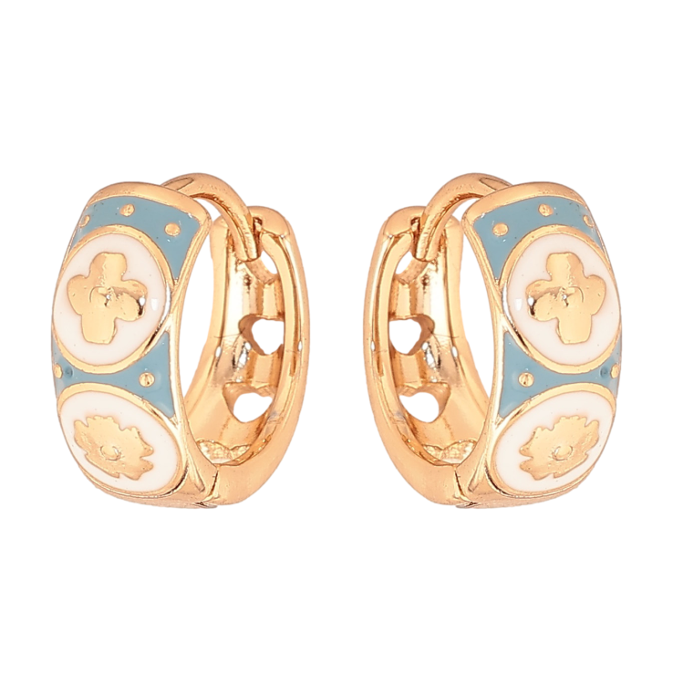Сережки Xuping колір Позолота 18К колечка "Квітковий візерунок з кольоровою емаллю" фото №16