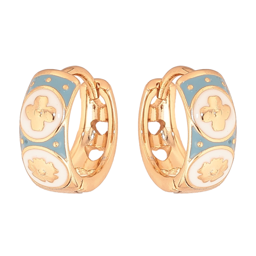 Сережки Xuping колір Позолота 18К колечка "Квітковий візерунок з кольоровою емаллю" фото №1