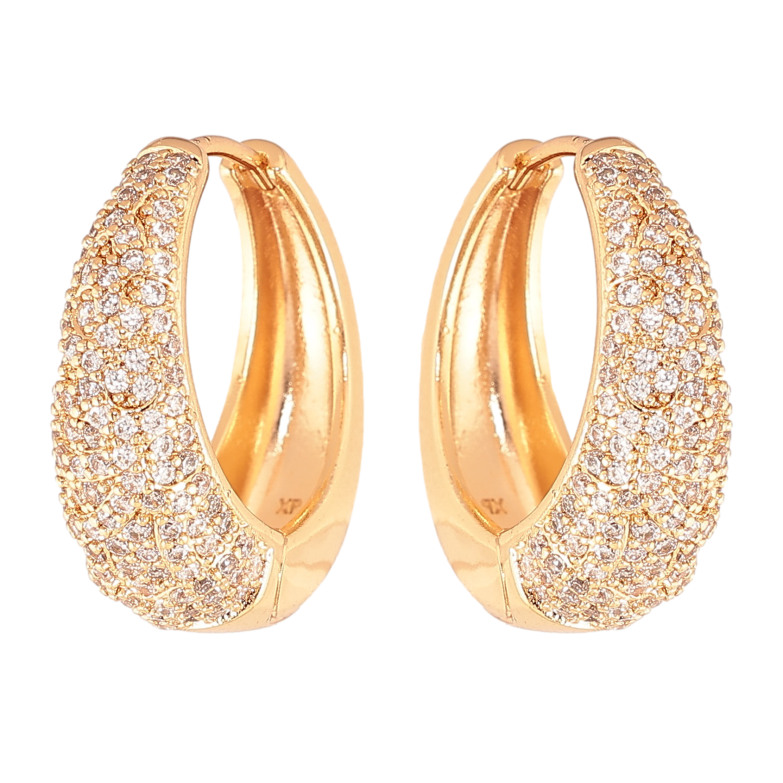 Сережки Xuping колір Позолота 18K колечка "Інкрустація кристалами" фото №1