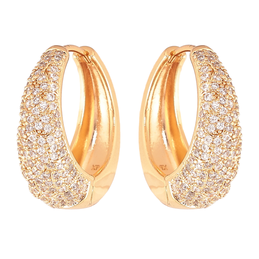 Сережки Xuping колір Позолота 18K колечка "Інкрустація кристалами" фото №1