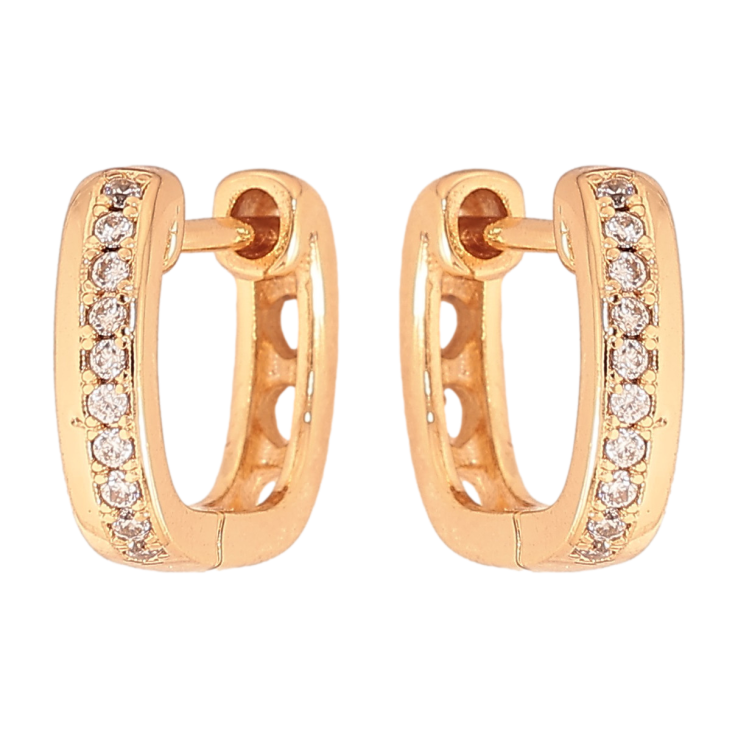 Сережки Xuping колір Позолота 18К колечка "Доріжки кристалів" фото №10