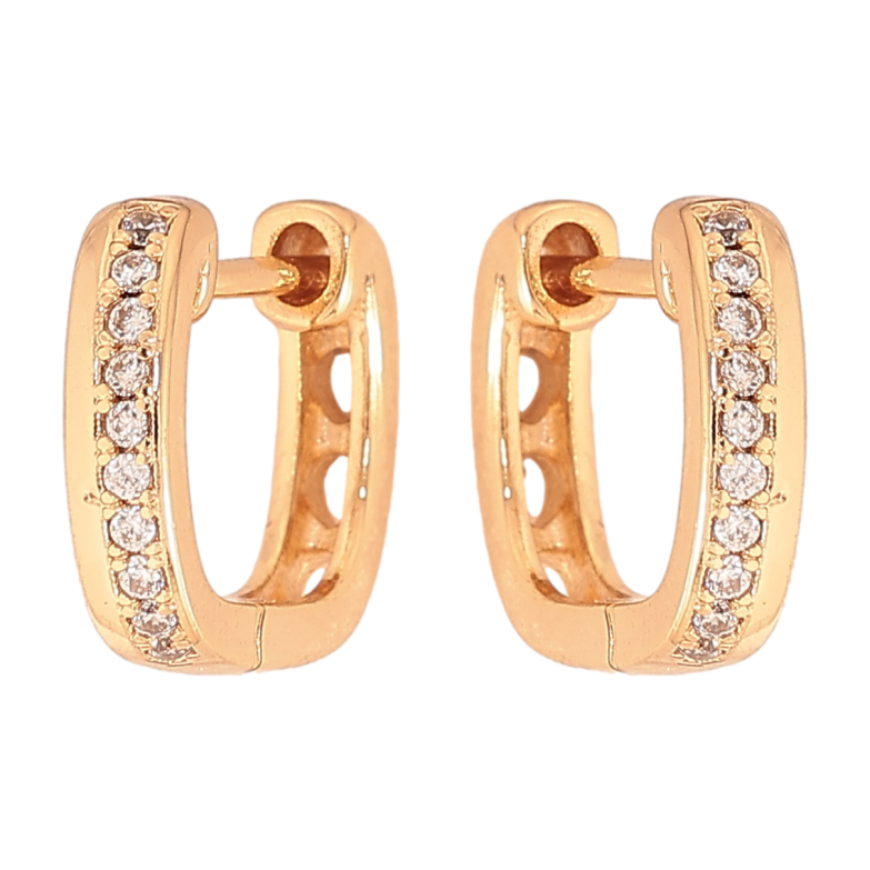 Серьги Xuping цвет Позолота 18К колечки "Дорожки кристаллов" фото №23