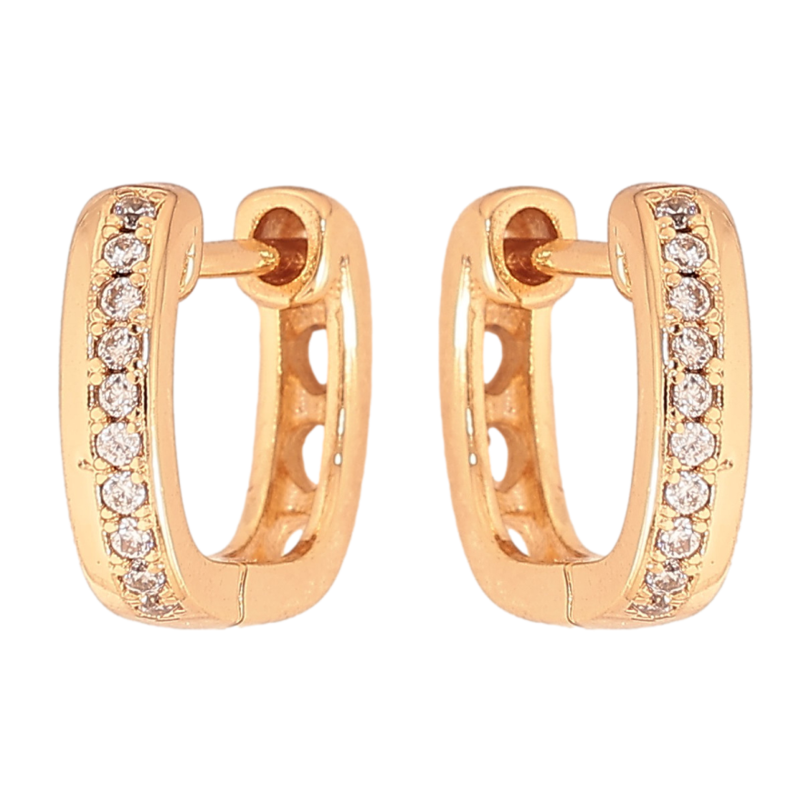 Сережки Xuping колір Позолота 18К колечка "Доріжки кристалів" фото №1