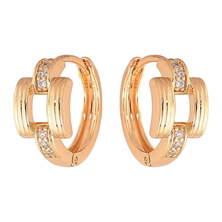 Сережки Xuping колір Позолота 18K колечка "Візерунок з кристалами" фото №12