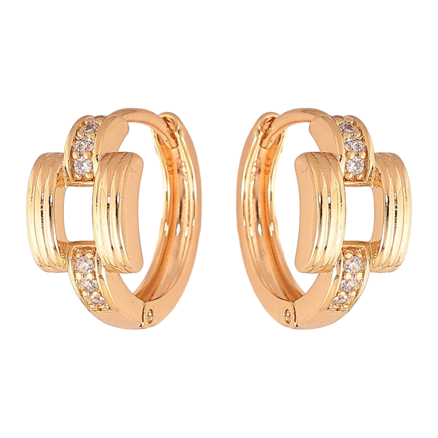 Сережки Xuping колір Позолота 18K колечка "Візерунок з кристалами" фото №1