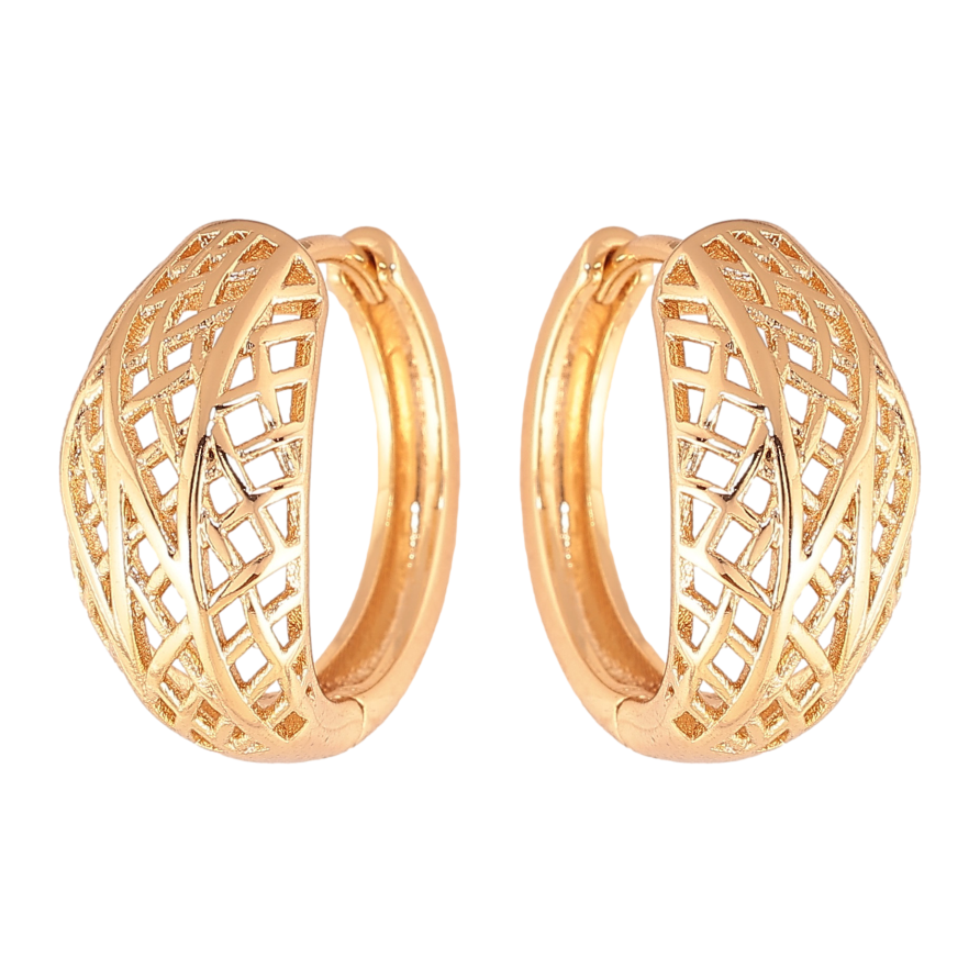 Серьги Xuping цвет Позолота 18К колечки "Декоративный узор" фото №1