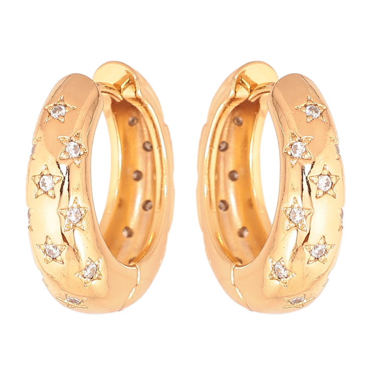 Серьги Xuping цвет Позолота 18К колечки "Узор с кристаллами" фото №17