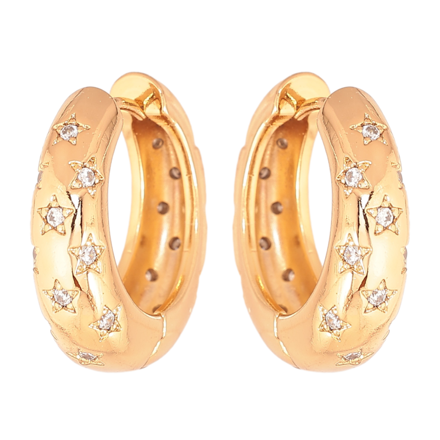 Серьги Xuping цвет Позолота 18К колечки "Узор с кристаллами" фото №1