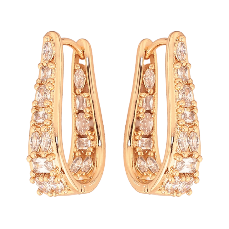 Серьги Xuping цвет Позолота 18К колечки "Инкрустация кристаллами" фото №9