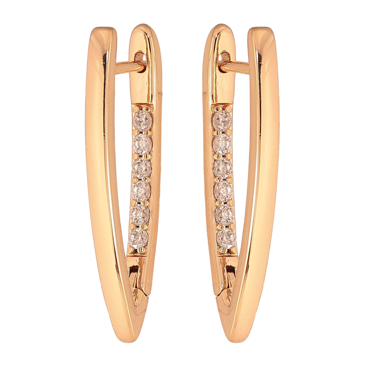 Серьги Xuping цвет Позолота 18К английський замок "Скобы с кристаллами" фото №22