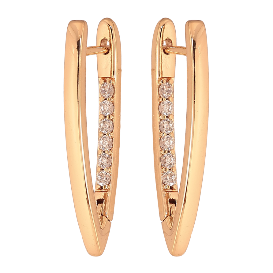 Серьги Xuping цвет Позолота 18К английський замок "Скобы с кристаллами" фото №1 Серьги Xuping цвет Позолота 18К английський замок "Скобы с кристаллами" фото №1