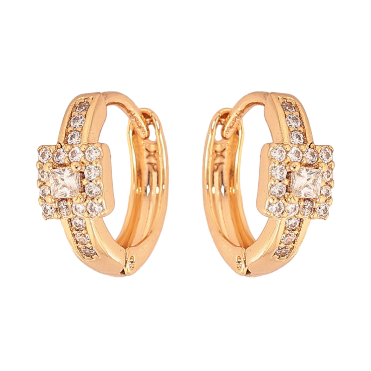 Сережки Xuping колір Позолота 18К колечка "Візерунок з кристалами" фото №12