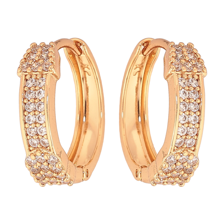 Сережки Xuping колір Позолота 18К колечка "Інкрустація кристалами" фото №12