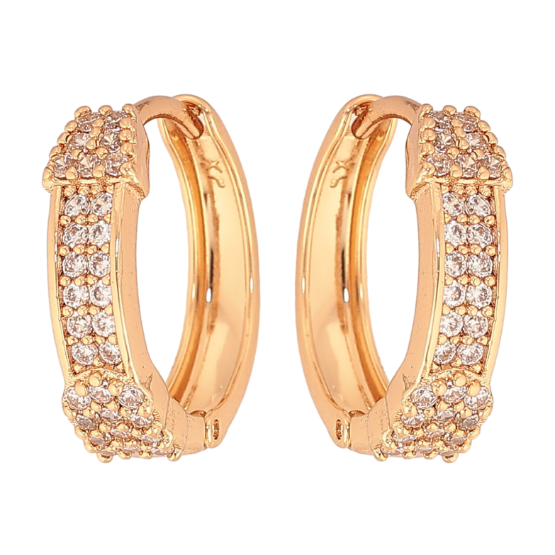 Серьги Xuping цвет Позолота 18К колечки "Инкрустация кристаллами" фото №12