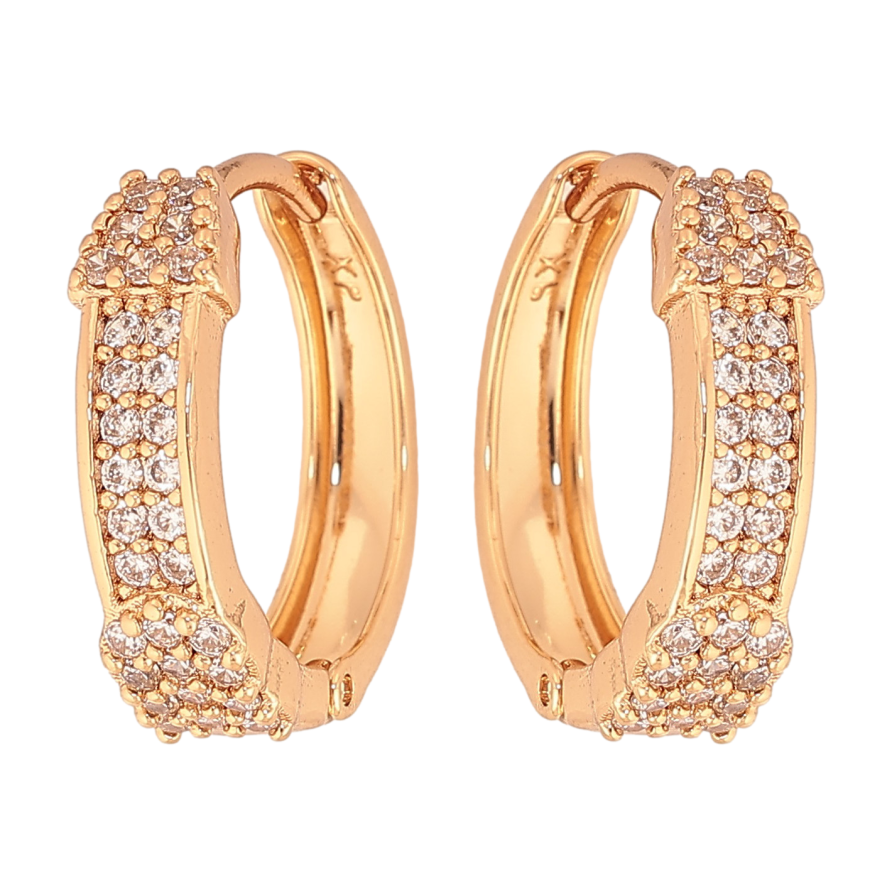 Сережки Xuping колір Позолота 18К колечка "Інкрустація кристалами" фото №1