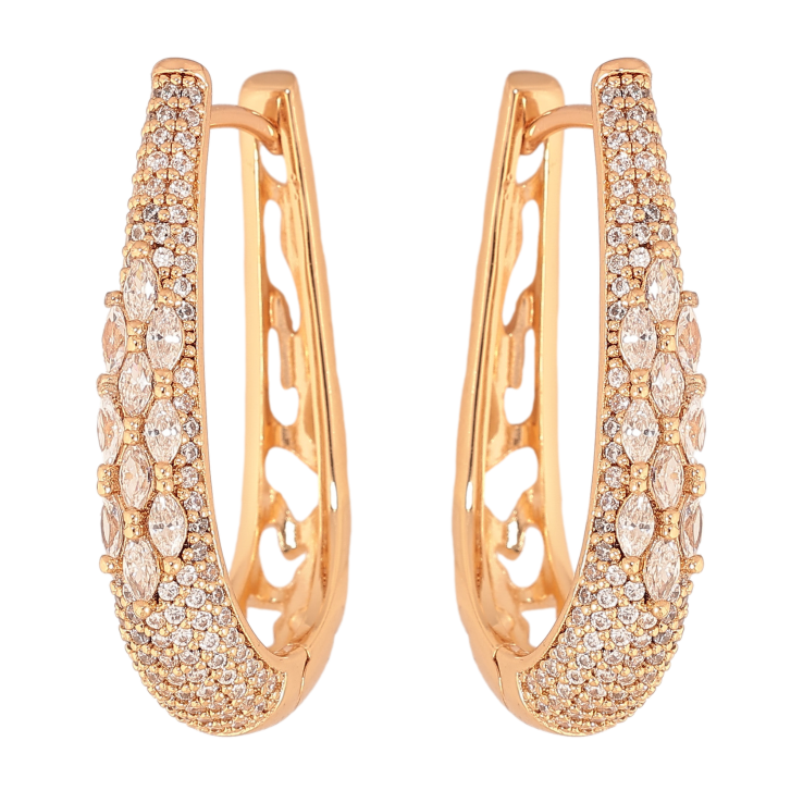 Серьги Xuping цвет Позолота 18K колечки "Узор с инкрустацией кристаллами" фото №14