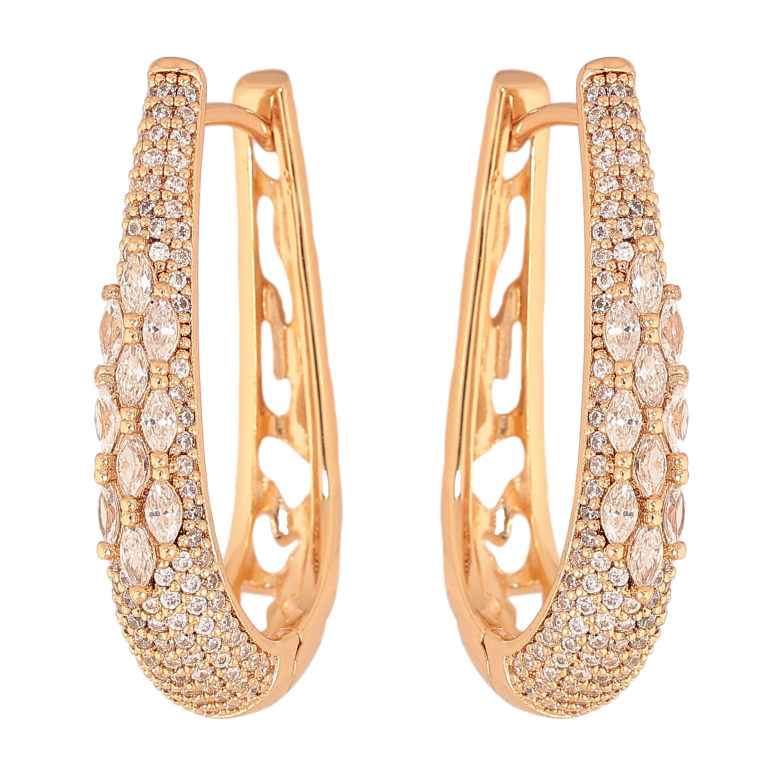 Серьги Xuping цвет Позолота 18K колечки "Узор с инкрустацией кристаллами" фото №19