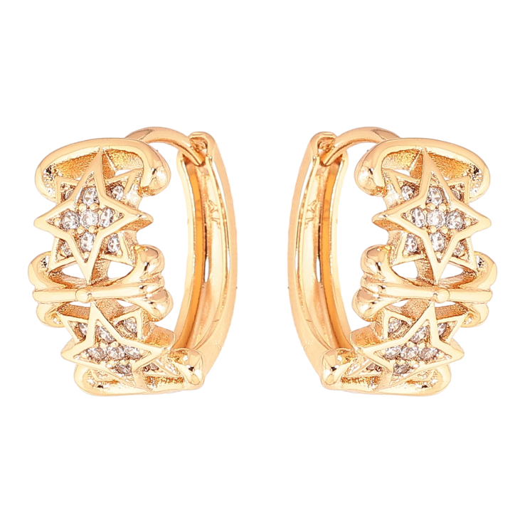 Серьги Xuping цвет Позолота 18K колечки "Узор с кристаллами" фото №12