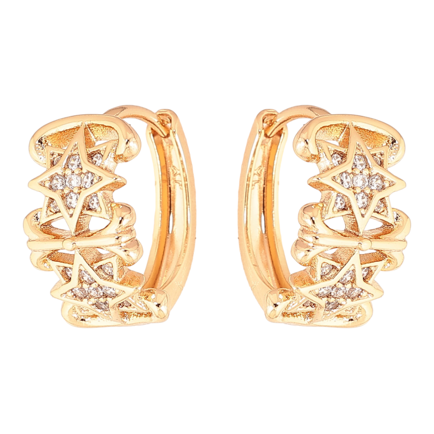 Серьги Xuping цвет Позолота 18K колечки "Узор с кристаллами" фото №1