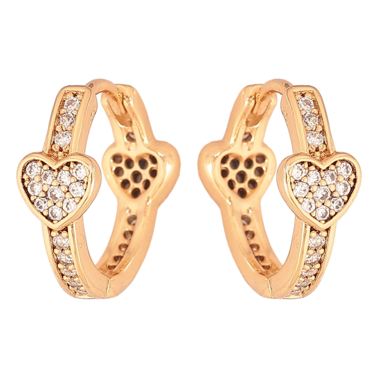 Сережки Xuping колір Позолота 18К колечка "Сердечки з кристалами" фото №25 Сережки Xuping колір Позолота 18К колечка "Сердечки з кристалами" фото №25