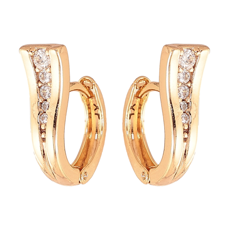 Сережки Xuping колір Позолота 18K колечка "Візерунок з кристалами" фото №10