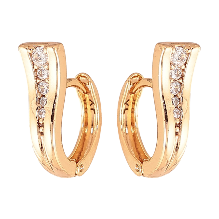 Сережки Xuping колір Позолота 18K колечка "Візерунок з кристалами" фото №1