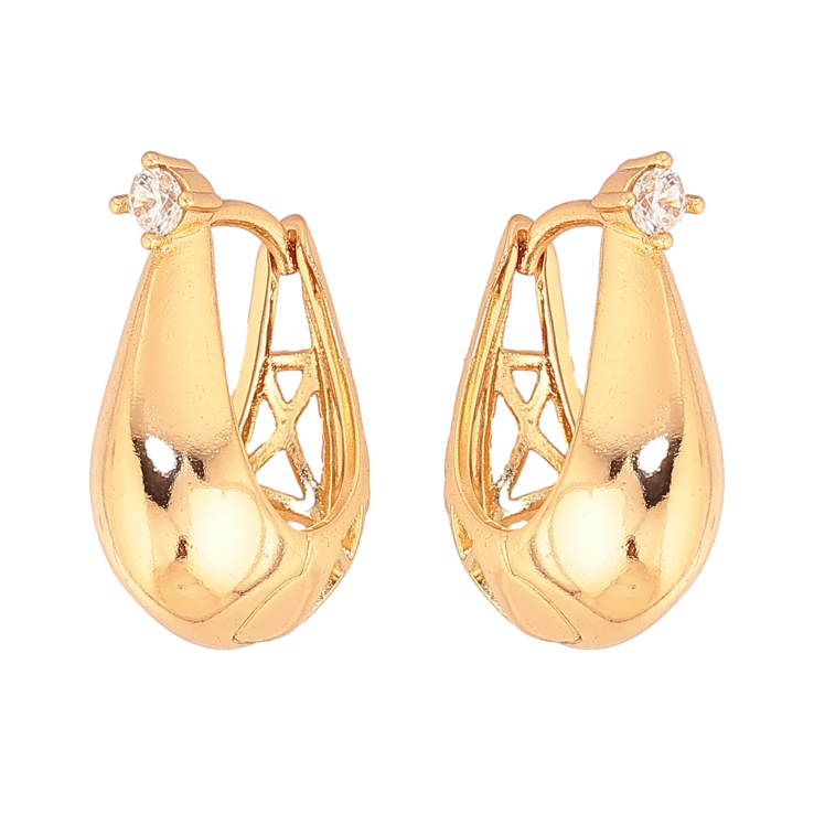 Сережки Xuping колір Позолота 18К колечка "Візерунок з кристалами" фото №5