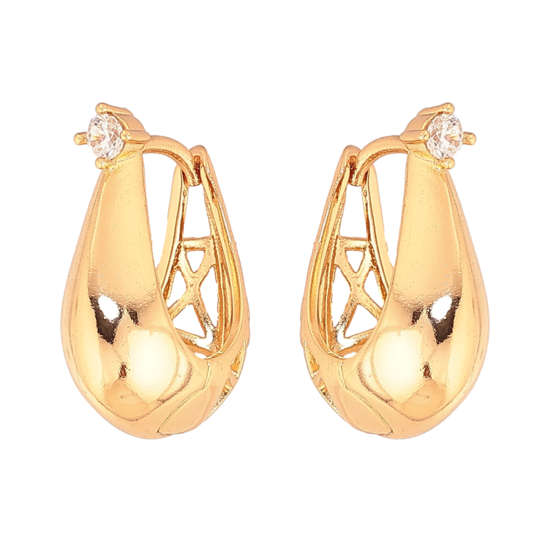 Серьги Xuping цвет Позолота 18К колечки "Узор с кристаллами" фото №1