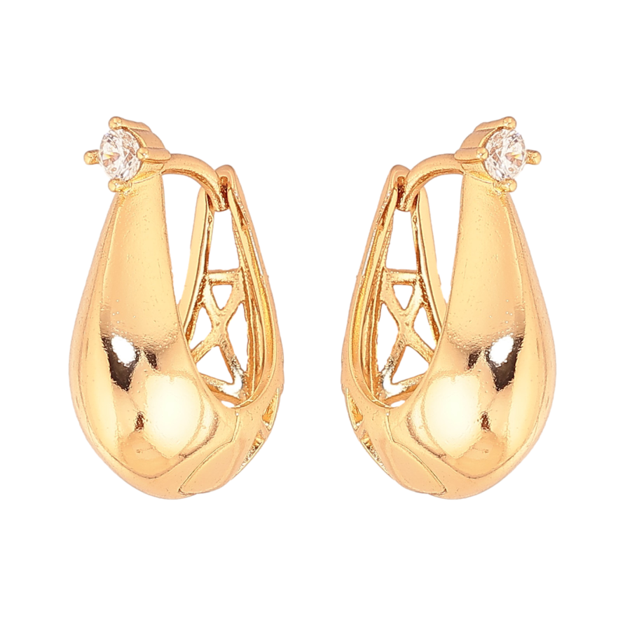 Серьги Xuping цвет Позолота 18К колечки "Узор с кристаллами" фото №1