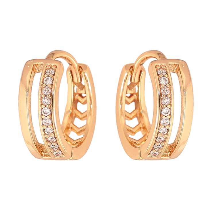 Сережки Xuping колір Позолота 18К колечка "Візерунок з кристалами" фото №15 Сережки Xuping колір Позолота 18К колечка "Візерунок з кристалами" фото №15