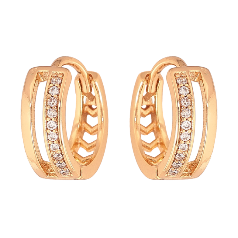 Сережки Xuping колір Позолота 18К колечка "Візерунок з кристалами" фото №1 Сережки Xuping колір Позолота 18К колечка "Візерунок з кристалами" фото №1