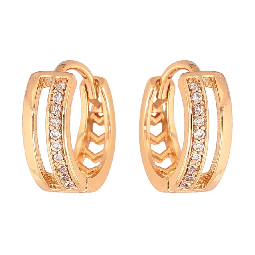 Серьги Xuping цвет Позолота 18К колечки "Узор с кристаллами" фото №1 Серьги Xuping цвет Позолота 18К колечки "Узор с кристаллами" фото №1