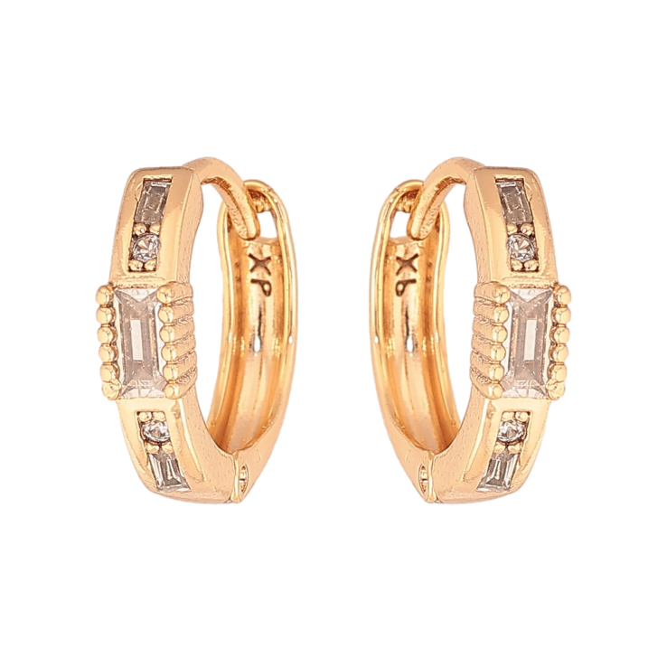 Сережки Xuping колір Позолота 18К колечка "Візерунок з кристалами" фото №9 Сережки Xuping колір Позолота 18К колечка "Візерунок з кристалами" фото №9