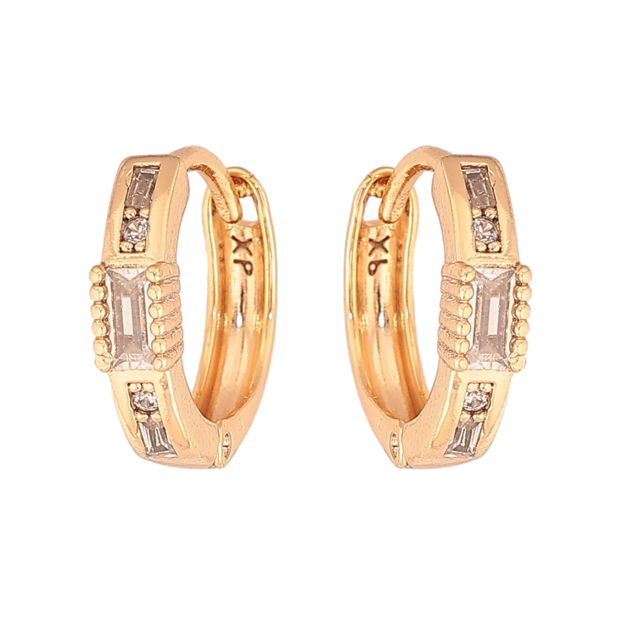 Сережки Xuping колір Позолота 18К колечка "Візерунок з кристалами" фото №1 Сережки Xuping колір Позолота 18К колечка "Візерунок з кристалами" фото №1