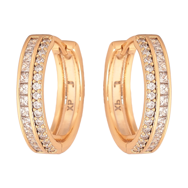 Серьги Xuping цвет Позолота 18К колечки "Инкрустация кристаллами" фото №14