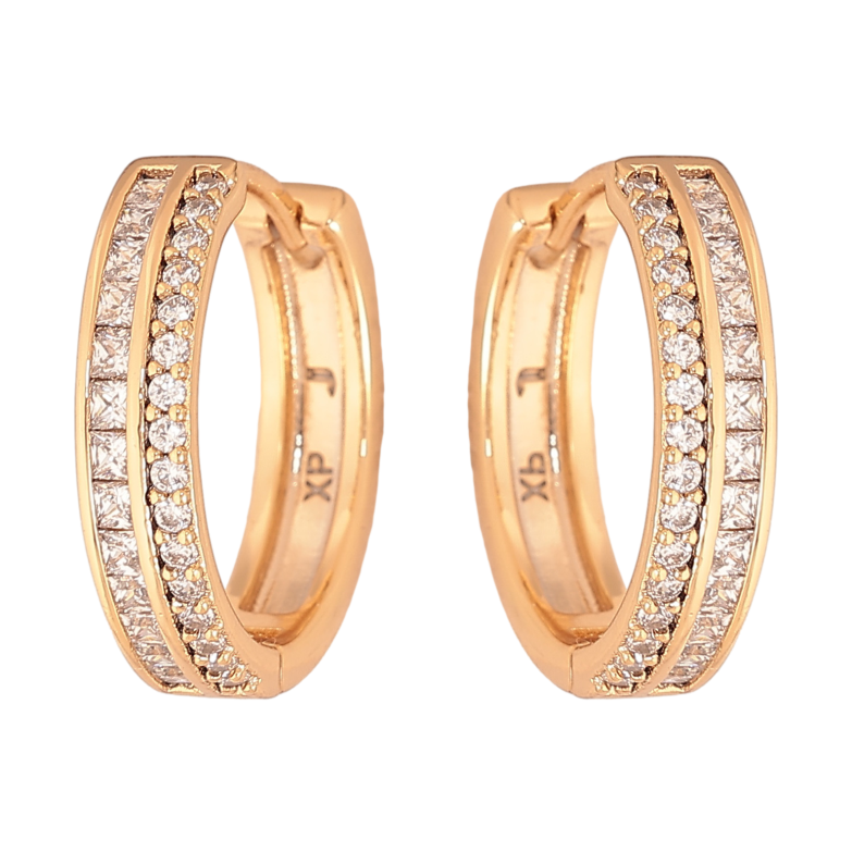 Сережки Xuping колір Позолота 18К колечка "Інкрустація кристалами" фото №1