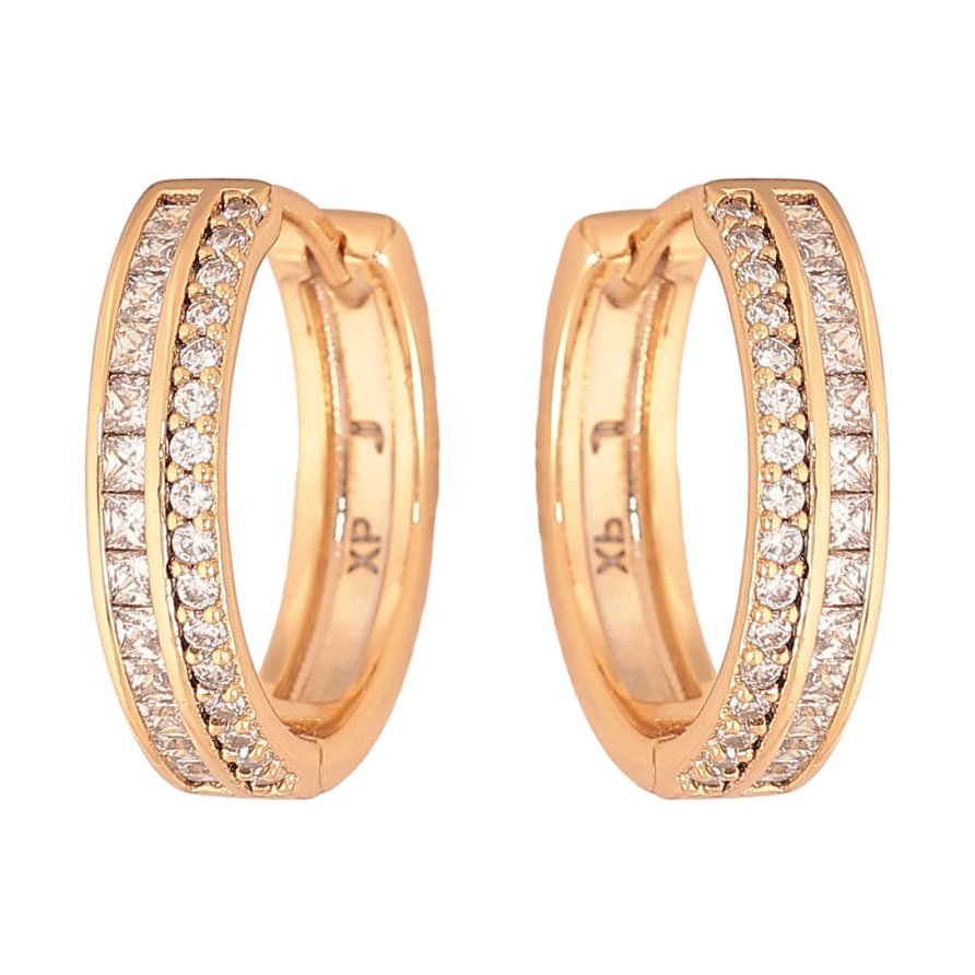 Серьги Xuping цвет Позолота 18К колечки "Инкрустация кристаллами" фото №1